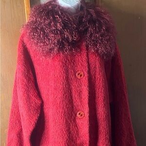 IRELAND Mongolian and Alpaca FUR AVOCA  WOMENS SWEATER JACKET COAT SIZE M 8 10
